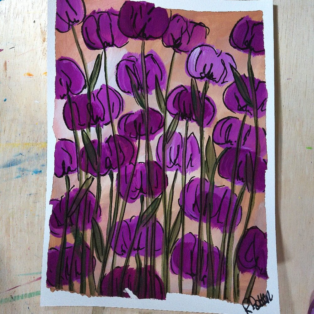 Original Painting By Artist Rachael Potter Untitled Floral 3 of 3